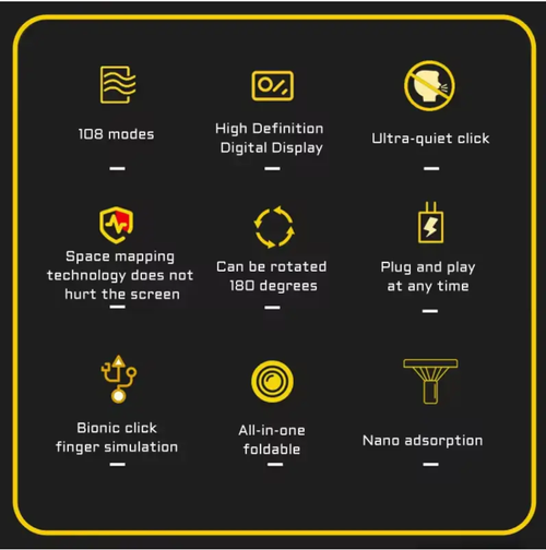 Smartphone screen automatic clicker, intelligently adjusting click frequency and duration, far-infrared sensing for precise response, 360° rotating stand for stable operation without blocking the screen, USB power supply for worry-free battery life, allowing you to easily operate your phone and say goodbye to finger fatigue.
