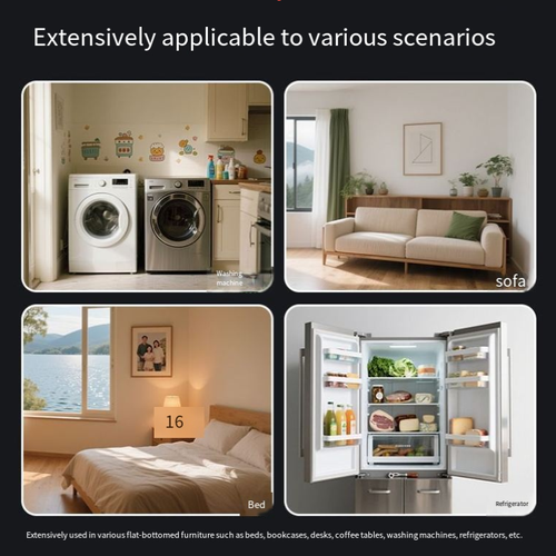 Five-wheel Nine-piece Extension Rod,A mobile and lifting tool, with a five-wheel structure capable of supporting up to 1650 pounds. The nine-piece set is suitable for various heavy objects. The extension rod is effortless and does not require bending over. Installation is simple, and the movement is smooth and flexible. It is easy to handle heavy objects such as washing machines and furniture at home or in the warehouse, and it can be efficiently moved by one person.