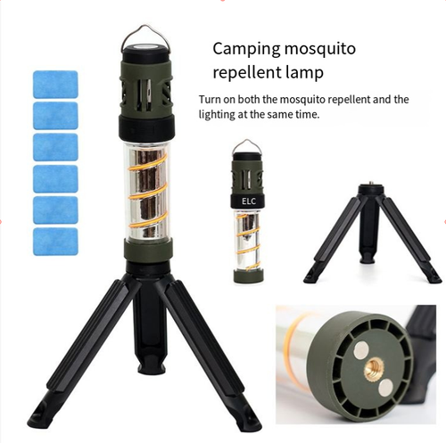 This outdoor camping mosquito repellent lamp features dual light sources for both close and far distances. It has a built-in mosquito repellent module to create a mosquito-free barrier. Equipped with a portable hook, tripod, and strong magnetic design, it is suitable for various scenarios. Compact and portable, it provides a bright light for camping nights without mosquitoes, making it the night guardian for campers.