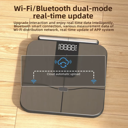 This eight-electrode smart body fat scale offers medical-grade accuracy in monitoring comprehensive health data of the entire body. The invisible LED high-definition screen provides clear readings. It has an ultra-long battery life of 180 days and supports Type-C fast charging. It also enables multiple users in the family to be bound. It is a professional-level monitoring device for home health management and fitness shaping.
