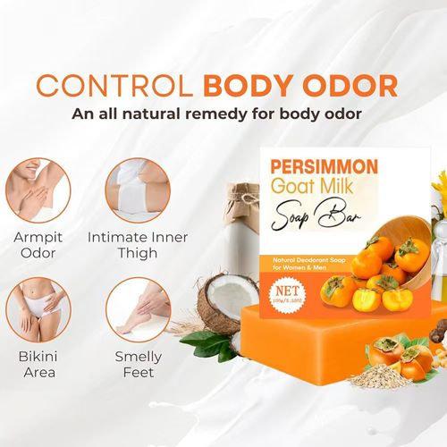 Order today and you will receive 5 boxes of the miraculous Persimmon essential oil soap and the Persimmon Mountain Goat Milk Soap. This soap uses the extract of persimmons to eliminate odors and combines goat milk and natural oils for gentle cleansing. It also has the effects of brightening and exfoliating. The foam is thick but not tight, suitable for sensitive skin. After use,  your skin will feel fresh, soft and shiny.