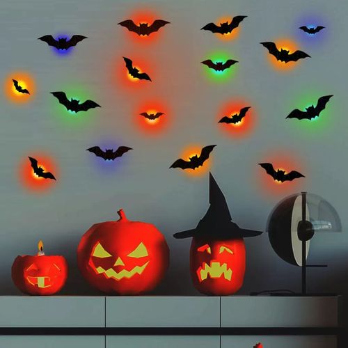 New Halloween glow-in-the-dark bat 3D three-dimensional black bat wall sticker for Halloween party atmosphere lighting up the bats