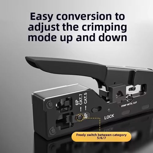 7-pin through-hole network connector, compatible with various types of connectors such as Cat5.Cat7.RJ11. The through-hole design combined with stripping and crimping functions makes it possible to complete network cable fabrication with just one tool. The high-strength steel has precise clamping, making it easy to hold and highly efficient. It is an all-in-one power tool for network cabling and DIY projects.