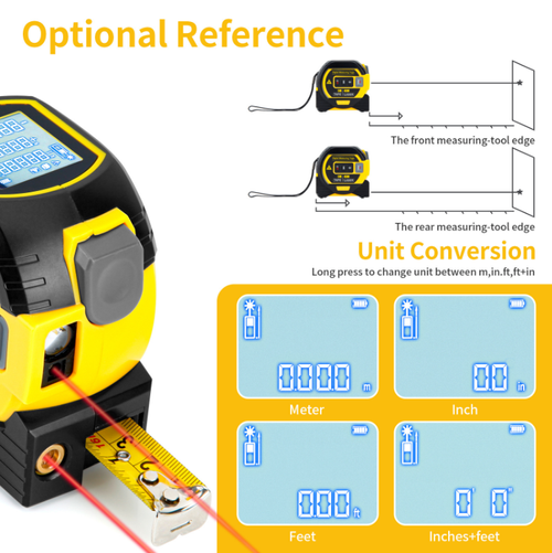 The three-in-one infrared laser distance meter integrates distance measurement, angle measurement and area measurement functions. The infrared laser precisely captures the target, and it can display the measurement results with just one click, quickly and accurately! It is portable and can be used for home decoration and engineering measurement. Say goodbye to cumbersome calculations and easily handle all kinds of measurement needs.