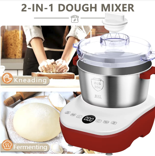 This fully automatic dough mixer integrates dough kneading and constant temperature standing functions. It supports multiple speed adjustment modes and can easily knead hard dough. The 304 stainless steel bowl is safe, durable and easy to clean. Adopting convenient one-key operation, it is an ideal helper for homemade pasta. Suitable for cooking lovers and baking enthusiasts, it effectively improves food making efficiency.
