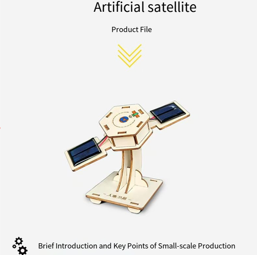 Environmentally friendly wooden laser-cut parts, safe and free of burrs. Assembly can be completed in 30 minutes. Solar-powered satellite rotates to simulate space operation. Combined with teaching manuals and PPTs, it enables children to learn about aerospace and new energy knowledge while doing hands-on activities, enhancing their practical skills and thinking abilities. It is an excellent educational and entertaining science popularization product.