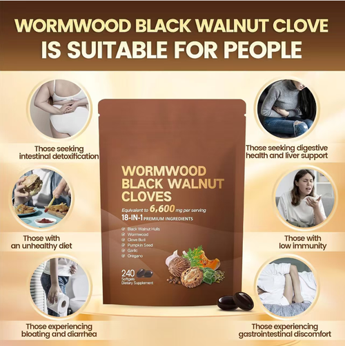 This black walnut soft capsule is a gentle guardian for the stomach from natural herbs. If you place an order today, you will receive 2 bags of black walnut soft capsules for Helicobacter pylori, totaling 480 capsules. Each bag is a large package containing 240 capsules, sufficient for 80 days - exactly the golden period for stomach care. Take 3 capsules per day, and turning nourishing the stomach into a hassle-free daily routine is within reach.