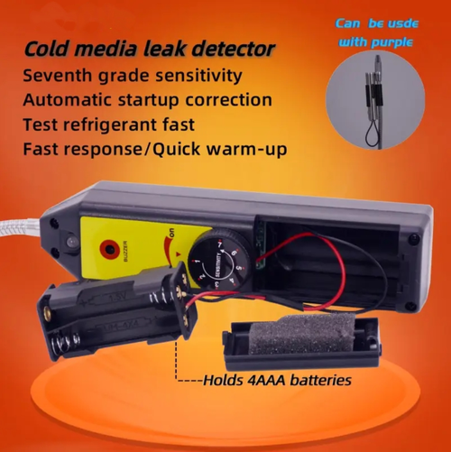 This refrigerant leak detector features a highly sensitive sensor that can accurately detect various minor leaks of refrigerants. The flexible probe can conduct a comprehensive inspection. It automatically calibrates upon startup and issues both audible and visual alarms when a leak occurs, with a fast response. It is suitable for leak detection in household, automotive, and commercial refrigeration equipment, and is an efficient leak detection expert for refrigeration maintenance.