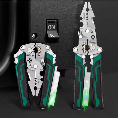Multifunctional electrician's pliers, with an electric testing function, can precisely detect circuits and can be folded for storage, taking up no space. The four-hole winding design makes wiring easier. The functions of stripping wires and clamping are also very powerful. One plier can meet various needs. With it, the efficiency of electricians' operations is directly maximized, and it is a good helper for electricians' work.