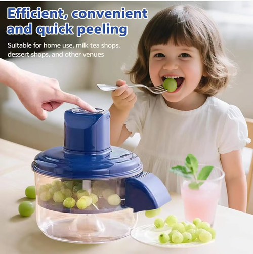 This household fully automatic fruit and vegetable peeling machine can remove the thin outer skins of garlic, tomatoes and grapes. The transparent cup is convenient for observation, and the side drainage port separates the fruit skins. It can be disassembled and cleaned. Do not put your hands into the cup body during operation. The main unit is not allowed to be soaked in water. It is suitable for pre-processing kitchen ingredients and saves the trouble of manual peeling.