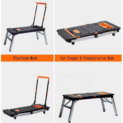 This seven-in-one multi-functional workbench integrates a DIY operation table, a woodworking table, a picnic table, an auto repair platform, a scaffold, a stepladder, and a handcart all in one. It is foldable and portable, highly durable with a tool storage design, and is suitable for various working scenarios. It is an efficient and practical all-in-one tool companion. Inject unlimited possibilities into DIY and outdoor living.