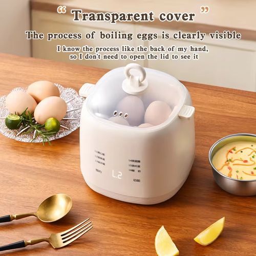 Precise temperature control multi-functional egg cooker: 6 modes covering soft-boiled, hot spring, and golden egg. The transparent visible cover allows you to check the cooking progress without opening the lid. It has a multi-layer steaming rack for cooking eggs, egg soups, and also can be used for making tea eggs, stewed desserts, and fermented yogurt. It is a practical kitchen light food gadget for breakfast lovers and mothers.