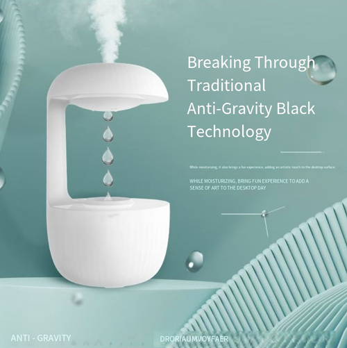 This anti-gravity humidifier uses cutting-edge technology to make raindrops flow in reverse. The ultrasonic fine mist moistens the air without wetting the tabletop. It comes with a warm light night light + water droplet white noise for sleep assistance. It can be customized with a DIY theme. The minimalist design fits well on desks or bedside tables. It serves as both a humidifier and a soothing desktop art piece.