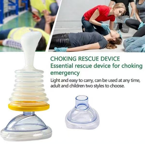The asphyxia first aid device is a life-saving tool for airway obstruction. It is lightweight and portable, with a handle that fits over the mouth and nose. It can create negative pressure to remove foreign objects from the airway, allowing for precious time for asphyxia first aid and serving as a life protection shield for both households and public places.