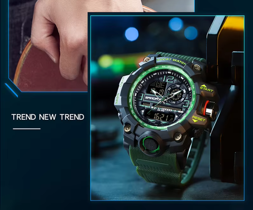 Men's Sportive Analog-digital Quartz Watch, Fashionable Waterproof Watch with Luminous & Alarm & Calendar Function, Waterproof Multifunctional Watch with Box