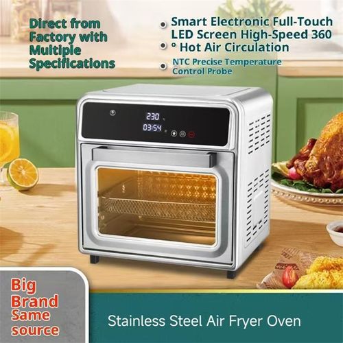 Guangrong 20L Stainless Steel Air Fryer Oven for Home, Multifunctional 2-in-1 Electric Oven. Oil-free air frying with hot air circulation, intelligent precise temperature control, double-layer racks. Visible window for real-time monitoring, all-in-one for frying, baking, roasting and grilling. Stainless steel body is durable and easy to clean, safe, energy-saving and simple to operate, ideal for home use, baking, barbecue and healthy light meals.