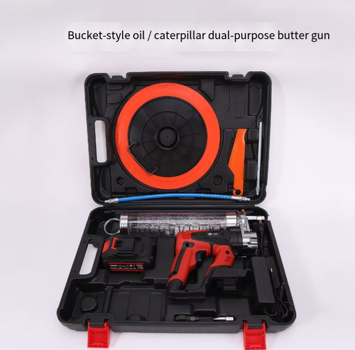 This lithium battery-powered grease gun is equipped with a high-power brushless copper-core motor, featuring powerful performance and efficient oil output. It is powered by a 30000mAh large-capacity battery, providing long-lasting power. The wireless design is unrestricted. The upgraded one-button exhaust valve ensures smooth oil injection. The industrial-grade body is shock-resistant and durable, making it an excellent assistant for professional lubrication.