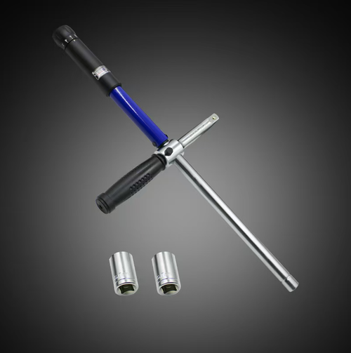 Window preset cross-head torque wrench, convenient and precise for tire changes. Window preset torque, reaches the value and clicks to alert, without cracking or loosening. Comes with 4 socket adapters to fit most vehicles. Compact storage box for portability. 5-minute self-service tire change, ensuring driving safety as an insurance. Just a few dollars and you can instantly become a car mechanic for self-driving!