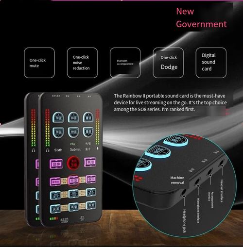 Voice Changer Full Kit Multiple Audio Effect BT Live Sound Cards Ultra-Thin Portable Live Sound Card Mic Tool Durable