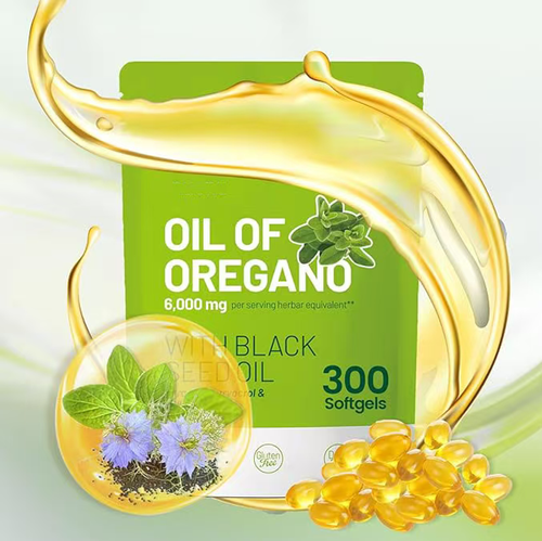The oregano oil capsules for treating herpes, a blend of oregano oil and black seed oil, is gluten-free and soy-free. It is easy to swallow and has no unpleasant taste. Take 2 capsules per day. Today's order arrived with 2 bags totaling 600 capsules, enough to stock up for the entire year. It is a natural and gentle care product, suitable for daily use  business trips, and is friendly to sensitive and weak skin.