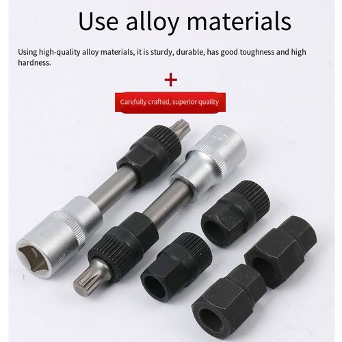 13-piece set of car generator belt pulley disassembly and assembly tools, made of chrome-vanadium steel and alloy materials, with high hardness and good rust resistance and durability. The storage box is portable and easy to access, and the disassembly and assembly are precise and effortless. It is an efficient and professional belt pulley maintenance assistant for auto repair technicians.
