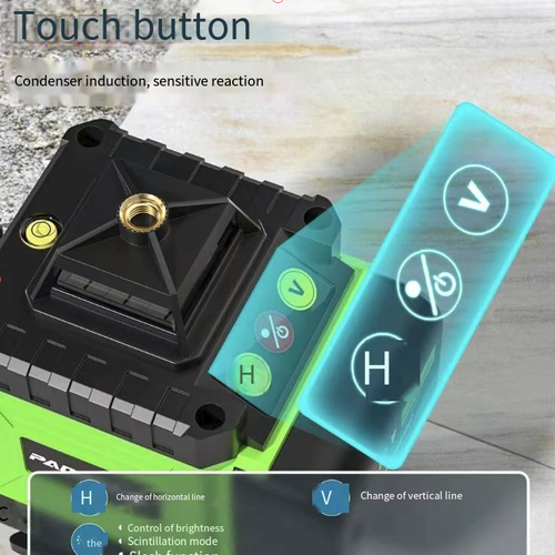 This 16-line green light level gauge features an imported green light source, which is clearly visible in strong light. It has 16 lines of coverage for all directions and is suitable for various processes such as wall construction and tile installation. The automatic leveling is precise and stable. Combined with a long-lasting battery and a complete set of accessories, it is an efficient and precise assistant for home renovation and construction.