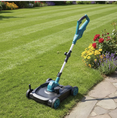 This versatile, compact walk-behind mower features a cordless lithium battery design for unrestricted use. Its four-wheel design saves effort and spares your back from bending, while the telescopic handle adjusts to suit different heights.A true all-in-one machine, it can trim lawns, remove weeds, and harvest crops. Equipped with an LED digital display for real-time battery monitoring, it is compact and portable—truly an essential tool for home garden and yard maintenance.