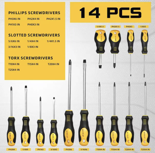 This industrial-grade multi-functional screwdriver set covers all scenarios of maintenance with a full range of specifications for the tips. It is made of high-carbon steel, which is durable and sturdy. The non-slip handle makes operation effortless. The mini portable storage box can be carried around. It is suitable for household, vehicle, and digital repair, and is an all-in-one portable tool for emergency maintenance.