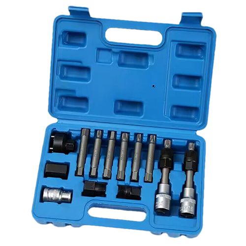 13-piece set of car generator belt pulley disassembly and assembly tools, made of chrome-vanadium steel and alloy materials, with high hardness and good rust resistance and durability. The storage box is portable and easy to access, and the disassembly and assembly are precise and effortless. It is an efficient and professional belt pulley maintenance assistant for auto repair technicians.