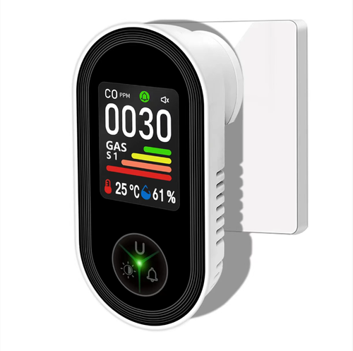 This four-in-one detector can monitor gas, carbon monoxide, and also display temperature and humidity. The high-precision sensors react quickly, and the 2-inch large screen shows clear values. If the level exceeds the limit, it will trigger an audible and visual alarm. It can be plugged in and used immediately. It is suitable for various scenarios such as kitchens and garages, replacing multiple devices. It saves space and is more convenient. It is a hidden protective shield for home safety.
