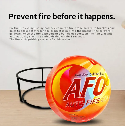 AFO Automatic Sensing Fire Extinguishing Ball. When exposed to fire, it automatically releases harmless dry powder within 3-5 seconds. It can protect multiple scenarios such as homes and offices for 24 hours. It is the intelligent terminator for fire outbreaks and helps you build a secure defense line!
