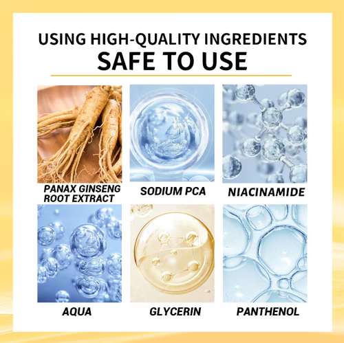 It combines the nourishing effect of ginseng with the brightening effect of nicotinamide, effectively reducing fine lines and improving the texture of the skin. It is in a clear water-like form. If you place an order today, you will receive 3 bottles of ginseng essence liquid for eye removal, lifting, tightening, and skin rejuvenation. Just apply one drop per day, and your skin will be revitalized and regain a youthful and elastic appearance.