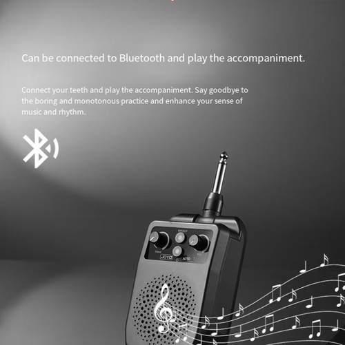 Electric guitar portable speaker. It has 4 built-in effects such as clear tone and overload. You can switch them with one click to adapt to various styles of music. It supports Bluetooth connection with your mobile phone for playing. The battery has sufficient power and can be connected to headphones for silent practice. With a small size, it has excellent sound quality and is durable and portable. It is the perfect companion for practicing guitar in your pocket.