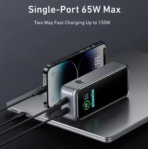 This 65W two-in-one fast-charging portable battery, with its built-in charger, high-power fast charging and portable design, solves all the problems of charging during travel. It is both a wall charger and a portable power bank, allowing you to say goodbye to the anxiety of cables and sockets, and charging your devices anytime and anywhere. Let you say goodbye to the worries of cables and sockets, and recharge your devices anytime and anywhere.