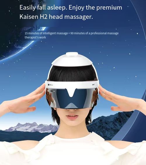 Electric head massager, with 14 layers of airbags precisely covering 21 acupoints of the head, eyes and neck. Alternating techniques of kneading, pressing and pushing. Graphene constant-temperature heat therapy relieves fatigue. Supports HiLink smart connection. The APP allows for DIY adjustment of force and temperature. The hollow eye-shaped design does not press on the eyeballs. It can recharge your body and mind anytime and anywhere.