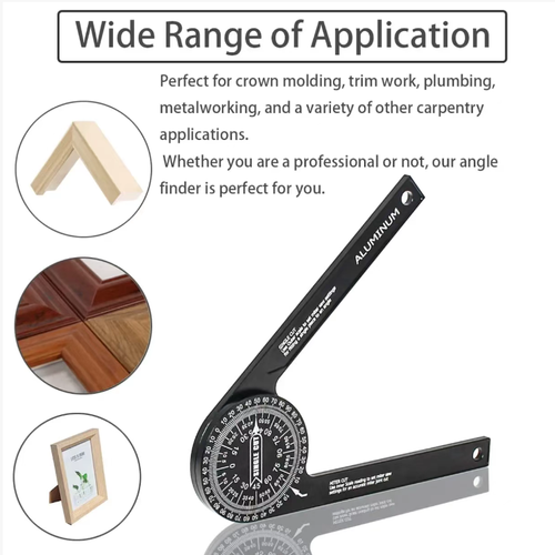 Do you often need to rework due to angle differences when cutting materials and installing corner lines? This horizontal angle gauge features laser-engraved graduations (with precise 0.5-degree accuracy), an aluminum body that is durable and not prone to loosening, and can measure both internal and external angles. It is suitable for woodworking, decoration, and DIY projects. It is portable and lightweight, allowing you to easily adjust the angle and save time and effort by avoiding rework.