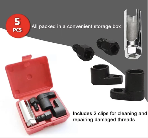This oxygen sensor sleeve combination tool set is made of CR-V chromovanadium steel, which is both sturdy and durable. The multi-sized sleeves are compatible with the majority of vehicle models. The slot design allows for avoiding the wiring harness, enabling easy operation in narrow spaces. The entire set is stored in a portable toolbox and is an efficient assistant for auto repair and maintenance.