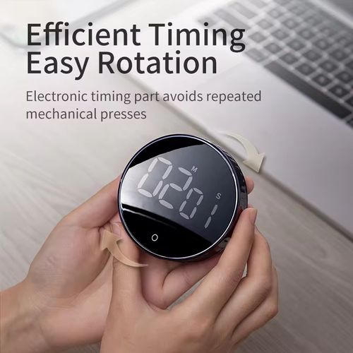 Multifunctional magnetic rotating timer, stays stable with a single suction, doesn't take up space. Easy to adjust the time by rotation! Strong magnetic attraction doesn't detach, silent design doesn't disturb. Suitable for kitchens, study rooms, and tabletops. Precise timing + simple appearance, a great partner for enhancing efficiency.