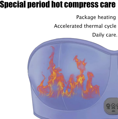 This charging chest massager is designed to be worn like underwear. It features soft fabric and fine shoulder straps that do not cause any discomfort or awkwardness. It has a long battery life for charging. It offers three vibration settings and a 40℃ constant temperature heat therapy. It can relieve the tension and soreness in the chest. It can be used during work or rest, making it a convenient and light care companion for daily life.