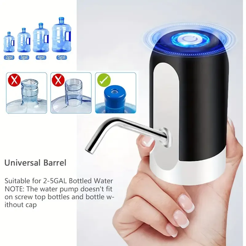 Water Bottle Pump | Electric Water Pump, USB Rechargeable, Automatic Drinking Water Pump, Portable Camping Water Dispenser