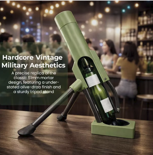 A creative opening tool in the shape of a mortar, designed to mimic the style of military equipment. When opening the bottle, the bottle cap pops out like a shell fired by a mortar, presenting a lot of fun. The effortless opening structure is compatible with most beer bottle caps, and it can also be used as a trendy tabletop decoration. It is a fun item suitable for gatherings and as a gift. It is a creative and practical good.