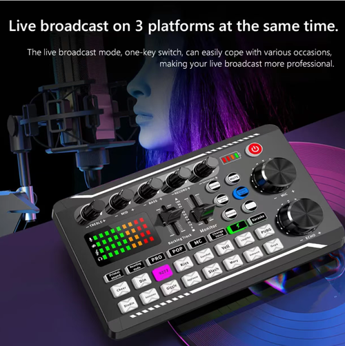 This multi-functional live sound card is a sound palette: 18 modes + 16 electronic effects, adjustable for high, medium and low frequencies, noise reduction, compatible with multiple devices without adapters, can be used while charging, suitable for live streaming, karaoke and other scenarios, simple and portable to operate, with one click, the sound becomes professional. You can use it as a mobile recording studio wherever you go.