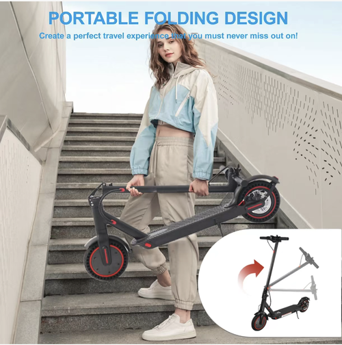 This aluminum alloy folding electric scooter is equipped with a 350W brushless motor and a 7.8Ah lithium battery. It has a maximum speed of 25 kilometers per hour and can be fully charged in 5 hours. The body can be quickly folded, making it portable and easy to carry. It is equipped with a puncture-resistant solid tire and is connected to a smart APP, making it an ideal means of transportation for short urban commutes.
