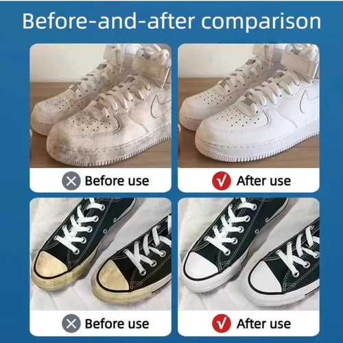 This pair of white sneakers is water-resistant and can be cleaned simply by using a sponge to apply an appropriate amount of the paste, and then gently wipe. The stains will disappear instantly. There is no need for water washing. It is a time-saving and labor-saving cleaning tool. If you place an order today, you will receive 5 boxes of KenTowei white sneakers multi-functional cleaning paste. It is very portable and can provide cleaning and care for your shoes at any time.