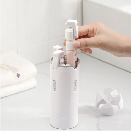 Order today and you will receive 2 four-in-one travel portable leak-proof multi-purpose bottles. The foldable cap can prevent leakage and won't dirty the bag. There are clear markings on it for easy cleaning. It is suitable for travel, business trips and fitness. It can easily hold all your skincare and hair care products. It is very convenient to use and store, completely eliminating the mess caused by bottles and jars.