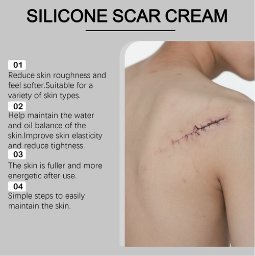 This silicone Scab ointment is gentle in its healing properties: The 2% silicone formula is non-irritating and suitable for both new and old scars. It has a refreshing texture that is easily absorbed. Consistent use can fade scars, soften hyperpigmentation, and help you regain smooth skin.
