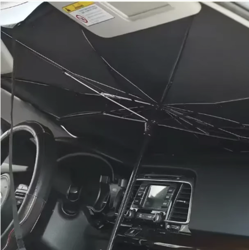 Large car front sunshade, size 125×65cm. Thick silver adhesive with strong reflective and heat-insulating properties, blocking ultraviolet rays and protecting the interior. The umbrella-style can be opened and folded with one button. No need for suction cups. It is small and compact, taking up little space. Suitable for small cars. Ideal for cooling and shading when parked outdoors, and also practical for blocking sunlight during the day in the car for a rest.