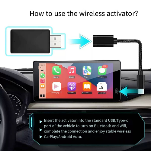 Portable USB 2in1 Android Auto Carplay Adapter Universal Wireless Carplay Adapter