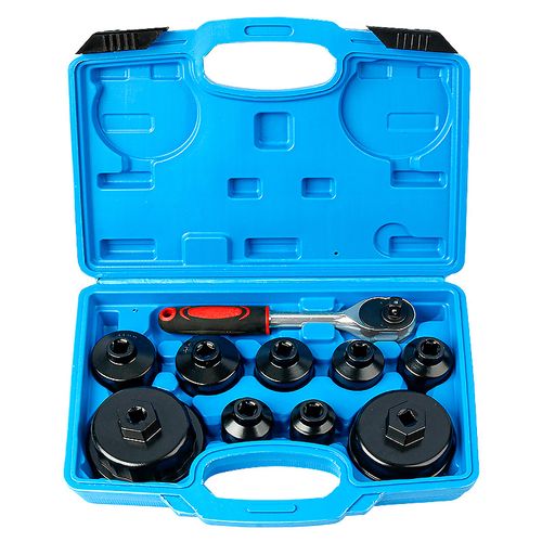 This oil filter wrench set is made of high-carbon steel and is forged with high hardness, ensuring a tight and non-slipping fit. The multi-sized cap-type sockets are compatible with the filter cores of mainstream vehicles, and when paired with a ratchet wrench, it enables efficient and effortless disassembly and assembly. The entire set of tools is neatly stored, making it an essential and practical tool for auto repair and maintenance, as well as for DIY oil changes by car owners.