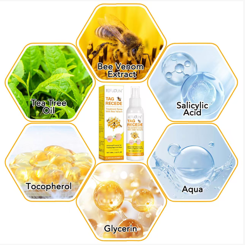 SEFUDUN Bee Venom Anti-Groin Spray, featuring a natural plant extract formula that gently blocks the nutrients of the growths, causing them to fall off painlessly and without leaving any marks. The spray is designed for convenience and precision, effectively repairing skin blemishes. Even sensitive skin can use it with peace of mind.